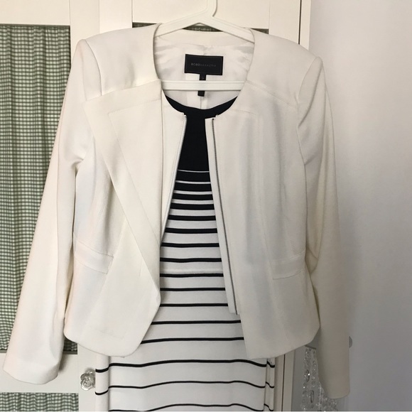 BCBGMAXAZRIA Black White Agnese Gradient Stripe Mid-length Cocktail Dress Large - Picture 10 of 14